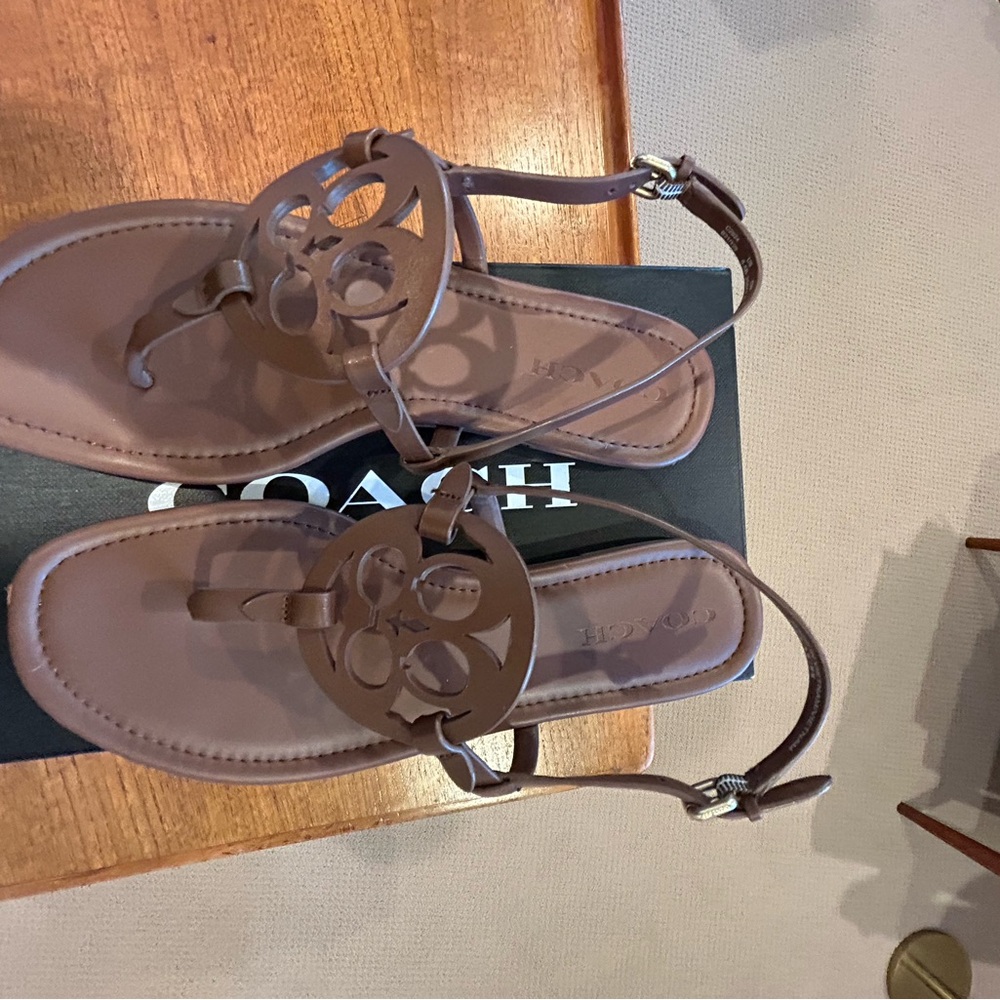 Coach Jaci Leather Sandal, Saddle, Size 8.5 - Picture 14 of 14